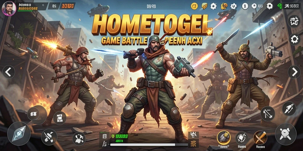 Gameplay intens di HOMETOGEL dalam mode Battle Royale.