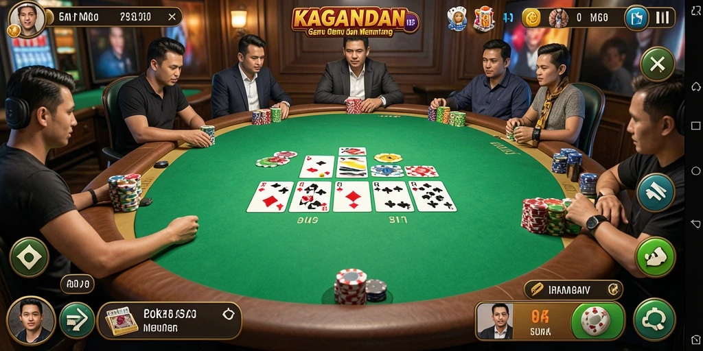 Tampilan gameplay KAGANDAN yang mendebarkan dalam permainan Poker.