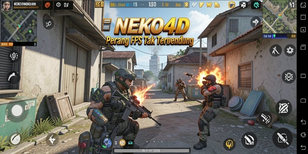 Tangkapan layar gameplay mendebarkan NEKO4D dalam aksi FPS.