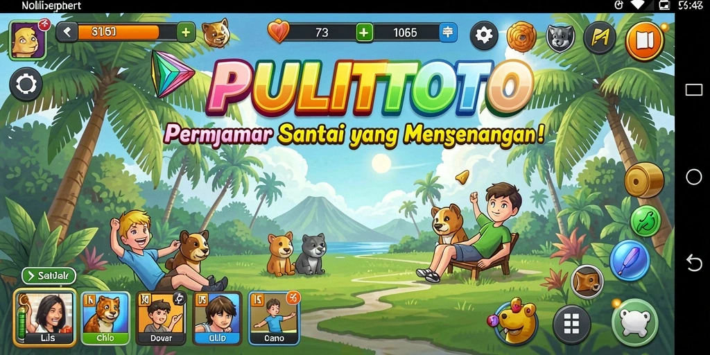 Tampilan gameplay PULITOTO yang penuh warna dan seru.