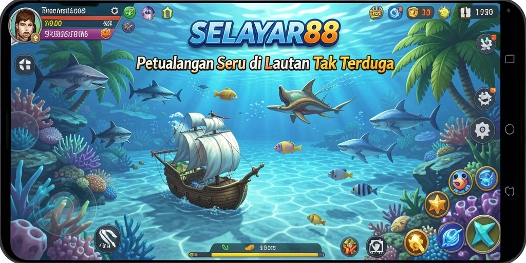 Screenshot gameplay SELAYAR88 dengan petualangan seru di laut.