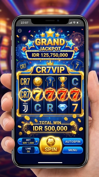 Tampilan antarmuka utama aplikasi cr7vip.